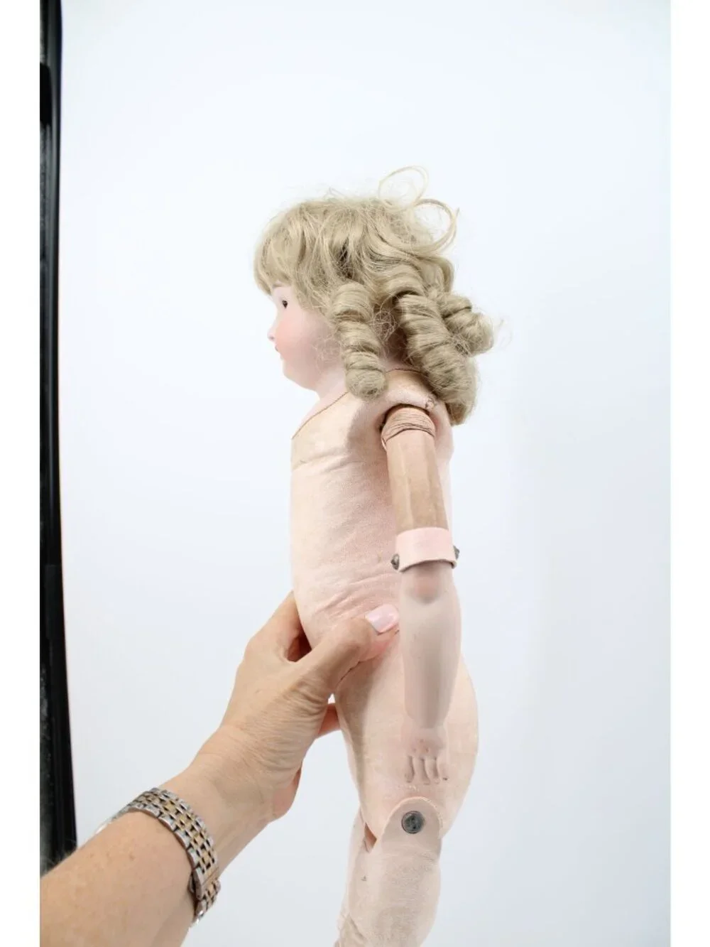 Vintage German Bisque Doll Leather body 22